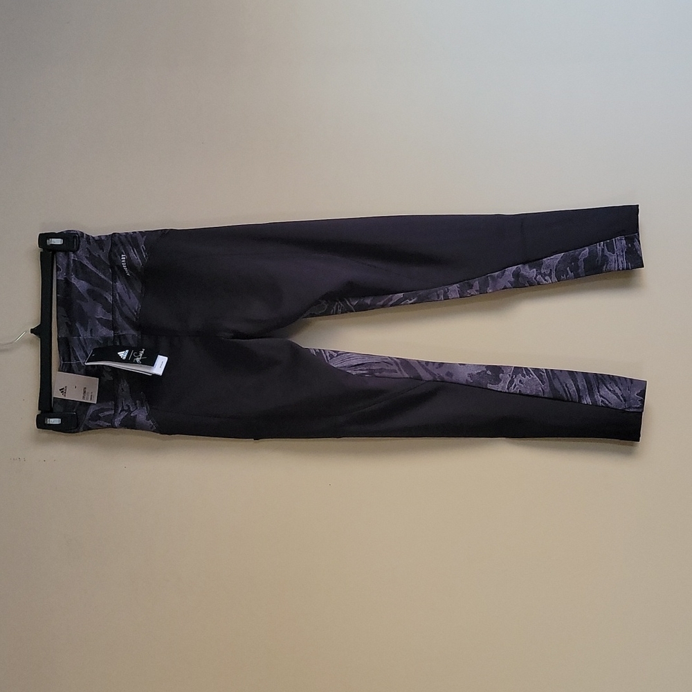 Adidas x Zoe Saldana Collection 7/8 Black & Grey Patterned Leggings XS - Picture 6 of 14